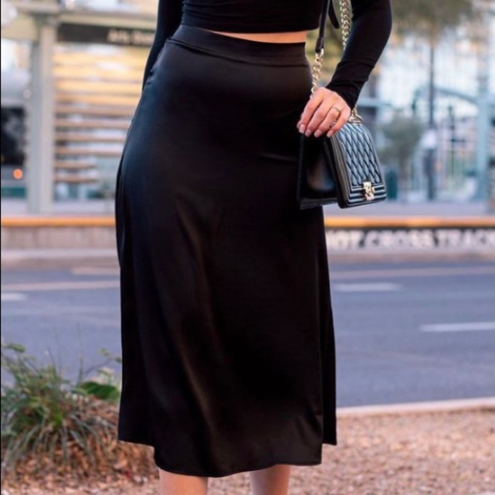 Satin midi skirt
